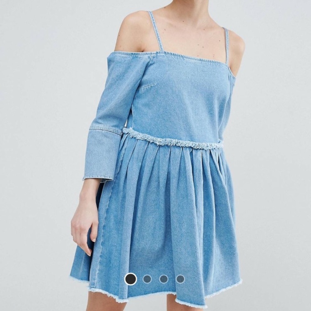 Cold shoulder denim dress